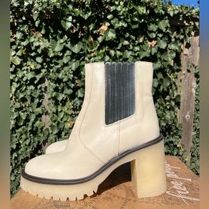 Free People Women's James Chelsea White Leather Lug Sole Chunky Heel boot spring